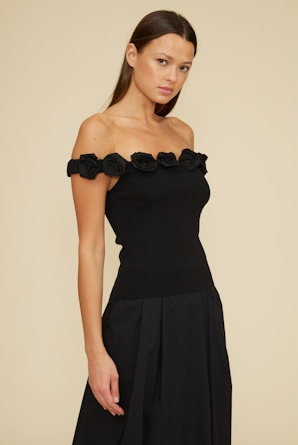Kamila Floral Detail Top | Black