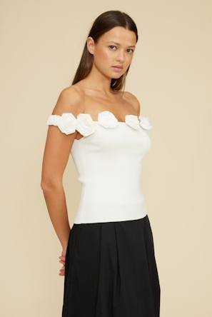 Kamila Floral Detail Top | White