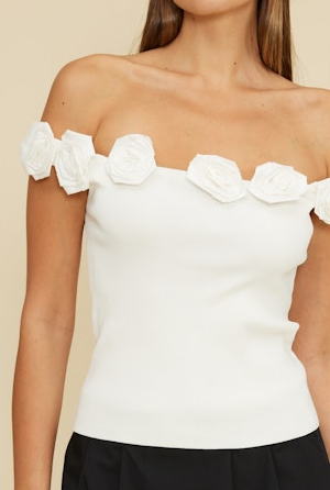 Kamila Floral Detail Top | White