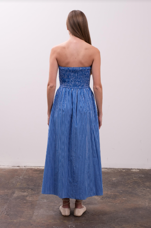 Millie Strapless Midi Dress | Blue