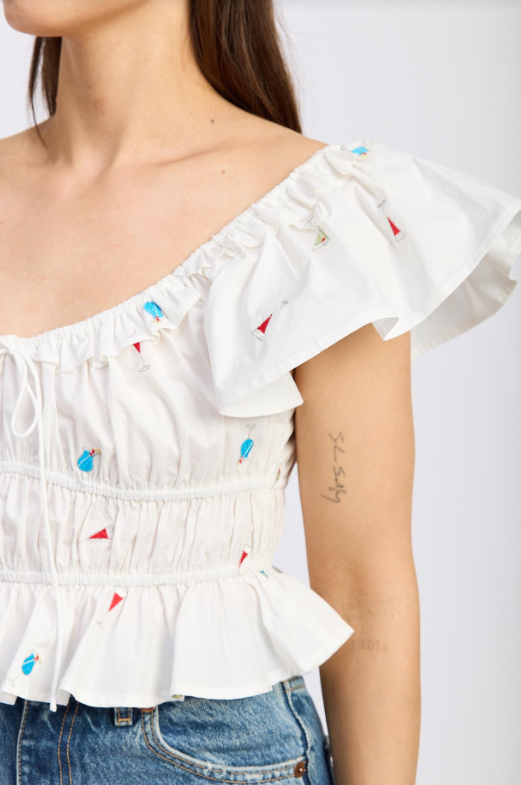 Nellie Top | White Pink