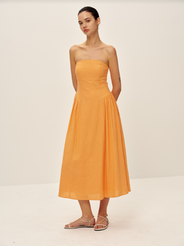 Cello Linen Dress | Orange