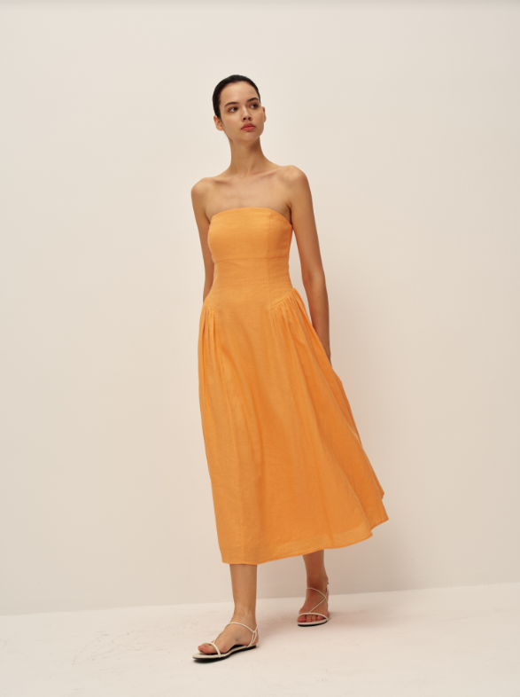 Cello Linen Dress | Orange