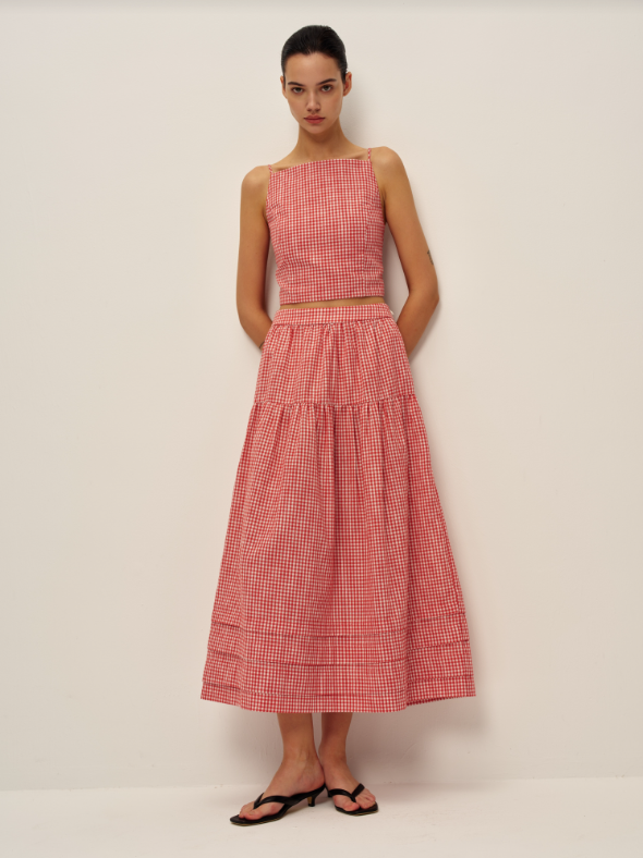 Jamie Midi Skirt Red Gingham