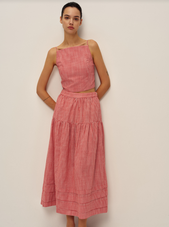 Jamie Midi Skirt Red Gingham