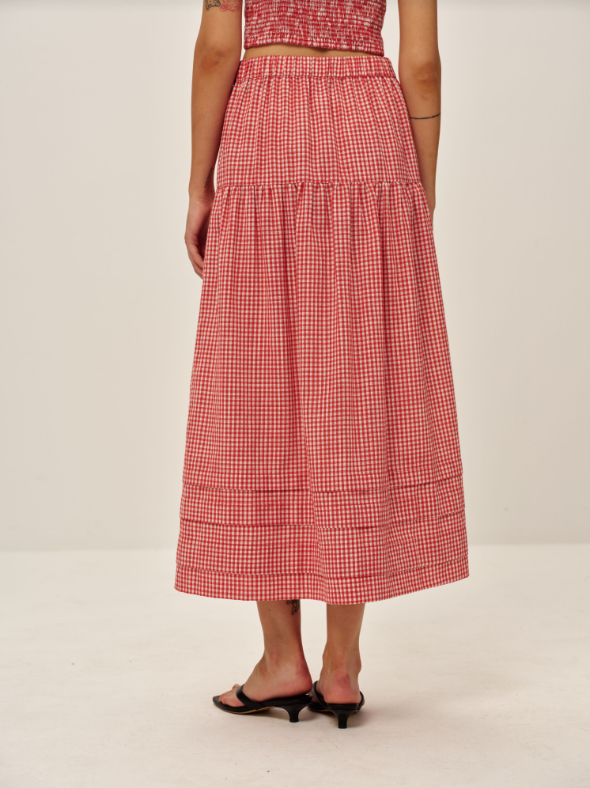 Jamie Midi Skirt Red Gingham