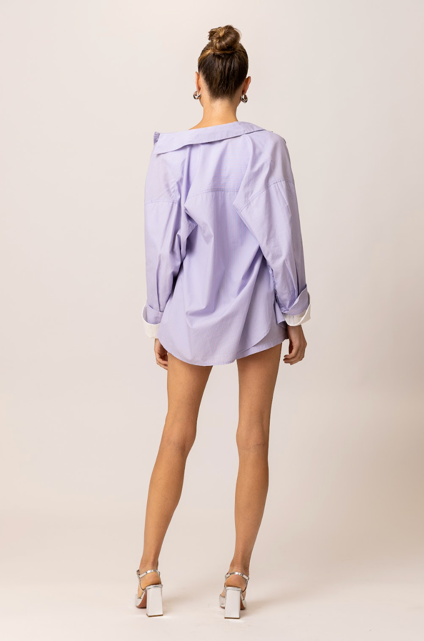 Maxin Shirt | Blue & Coral