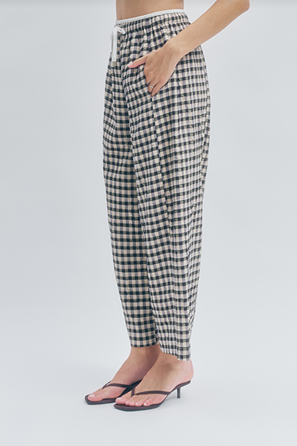 Maude Club Ari Black Sand Gingham Pant