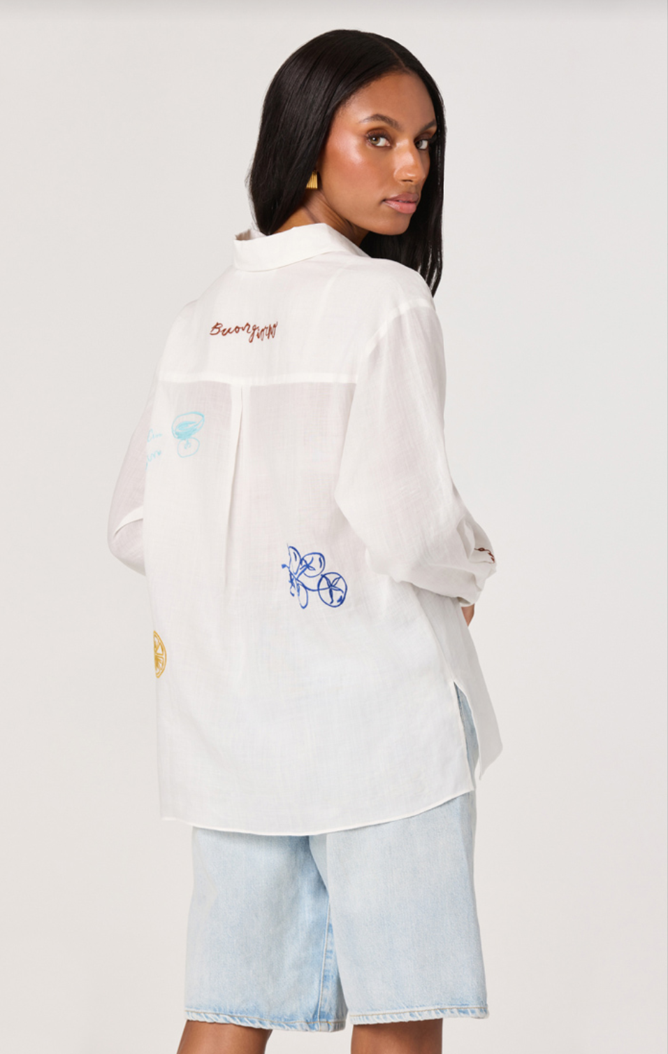 ASTR the Label Trace White Picnic Shirt