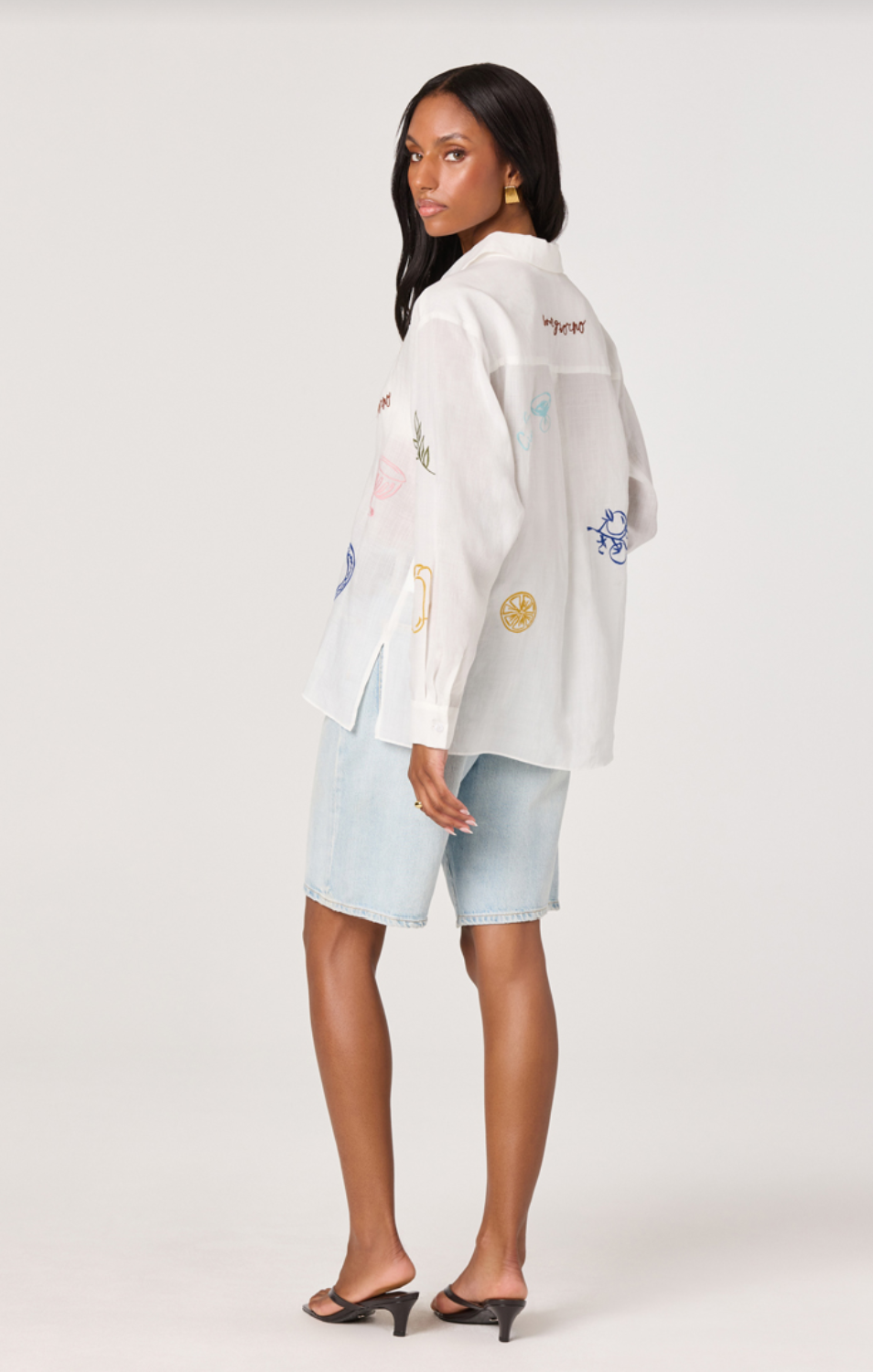 ASTR the Label Trace White Picnic Shirt