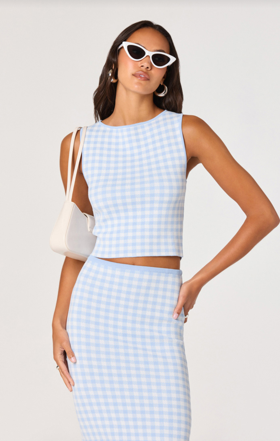 ASTR The Label Babbett Blue Gingham Sweater Top