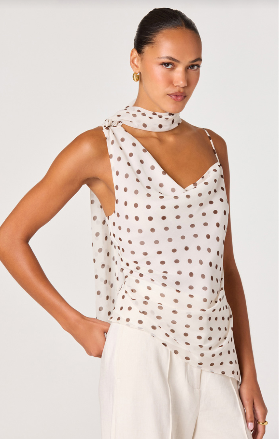 Adrie Cream Polka Dot Top