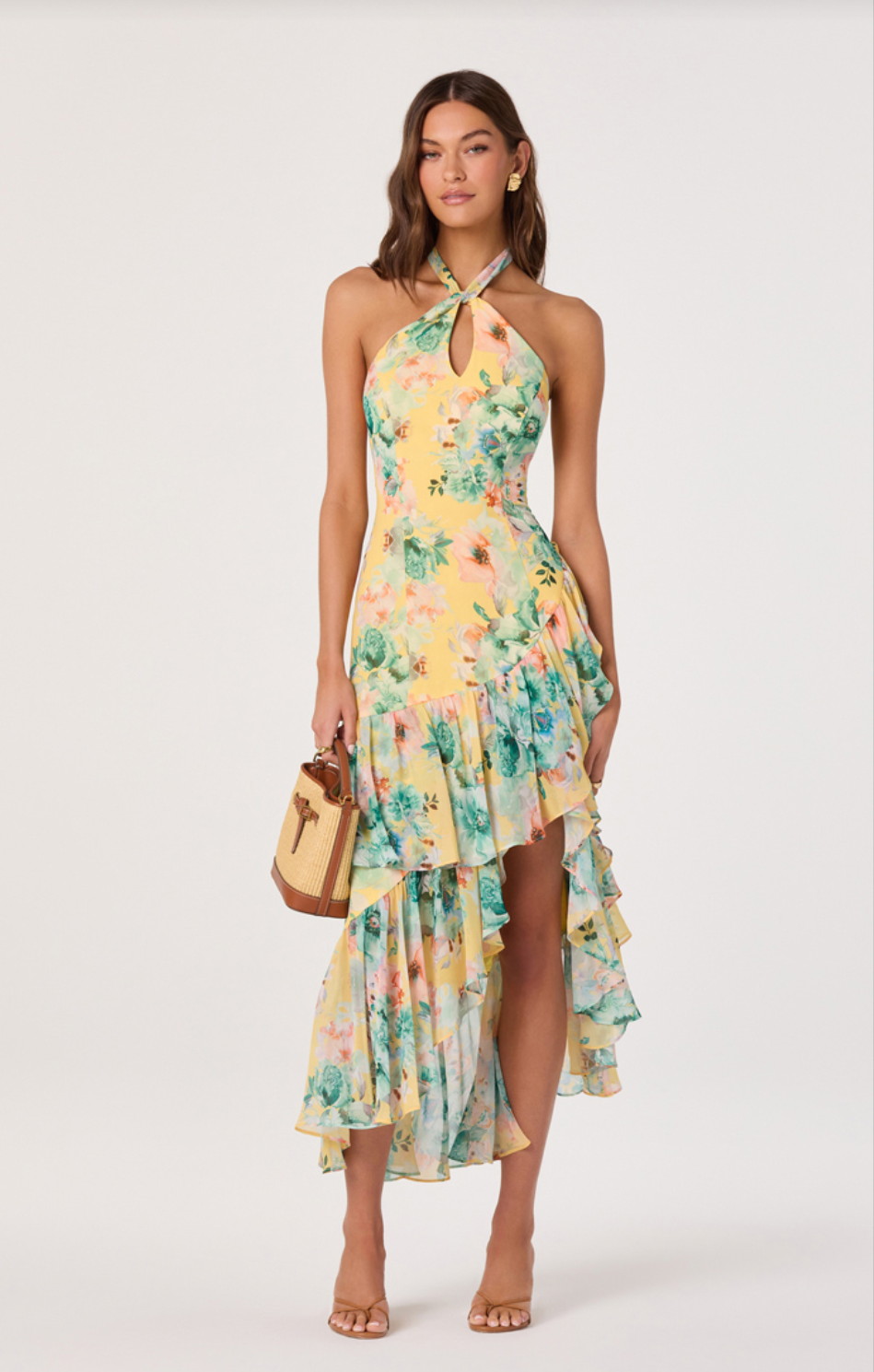 Bethina Yellow Green Floral Dress