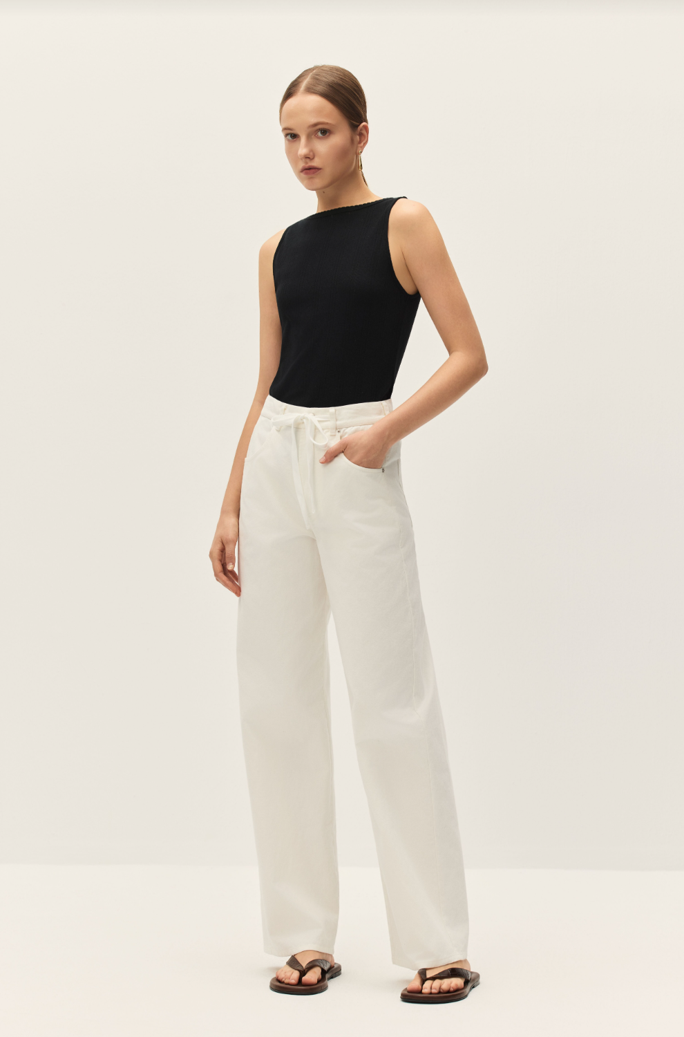 Elodie Edda White Wide Leg Pants