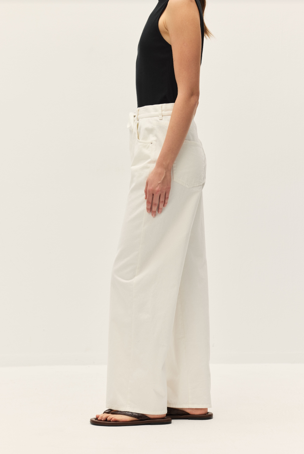 Elodie Edda White Wide Leg Pants