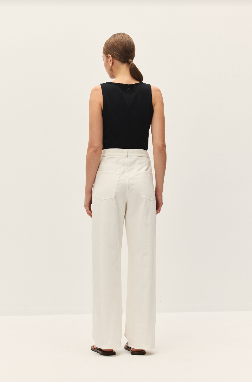 Elodie Edda White Wide Leg Pants