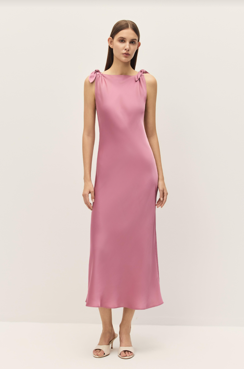 Elodie Belle Rose Satin Midi Dress