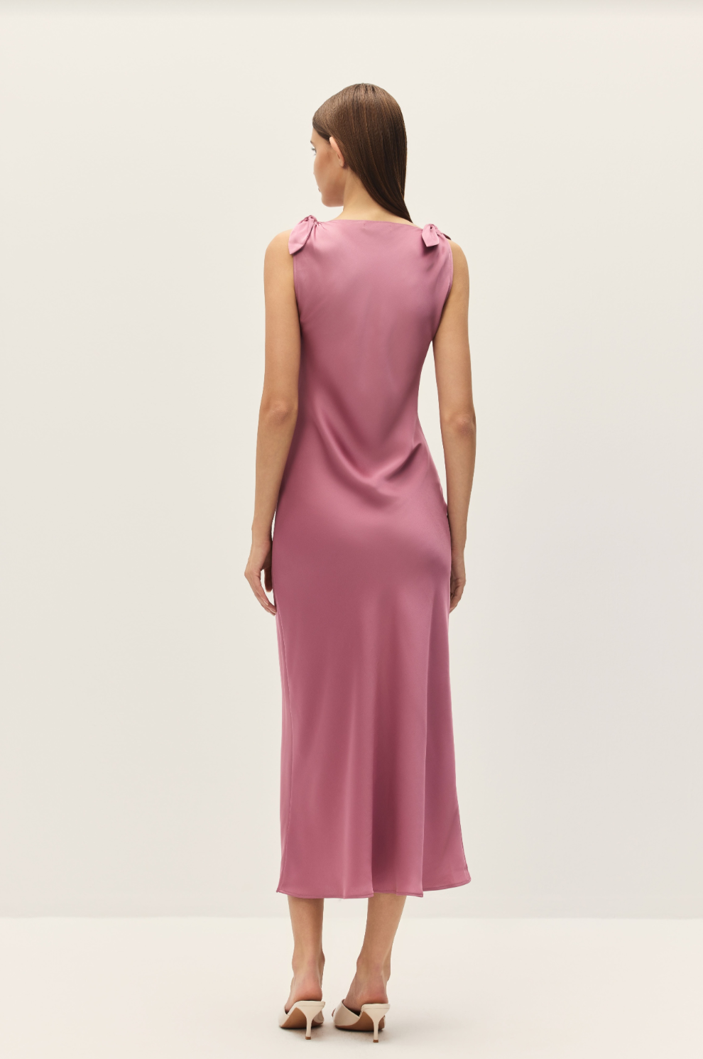 Elodie Belle Rose Satin Midi Dress