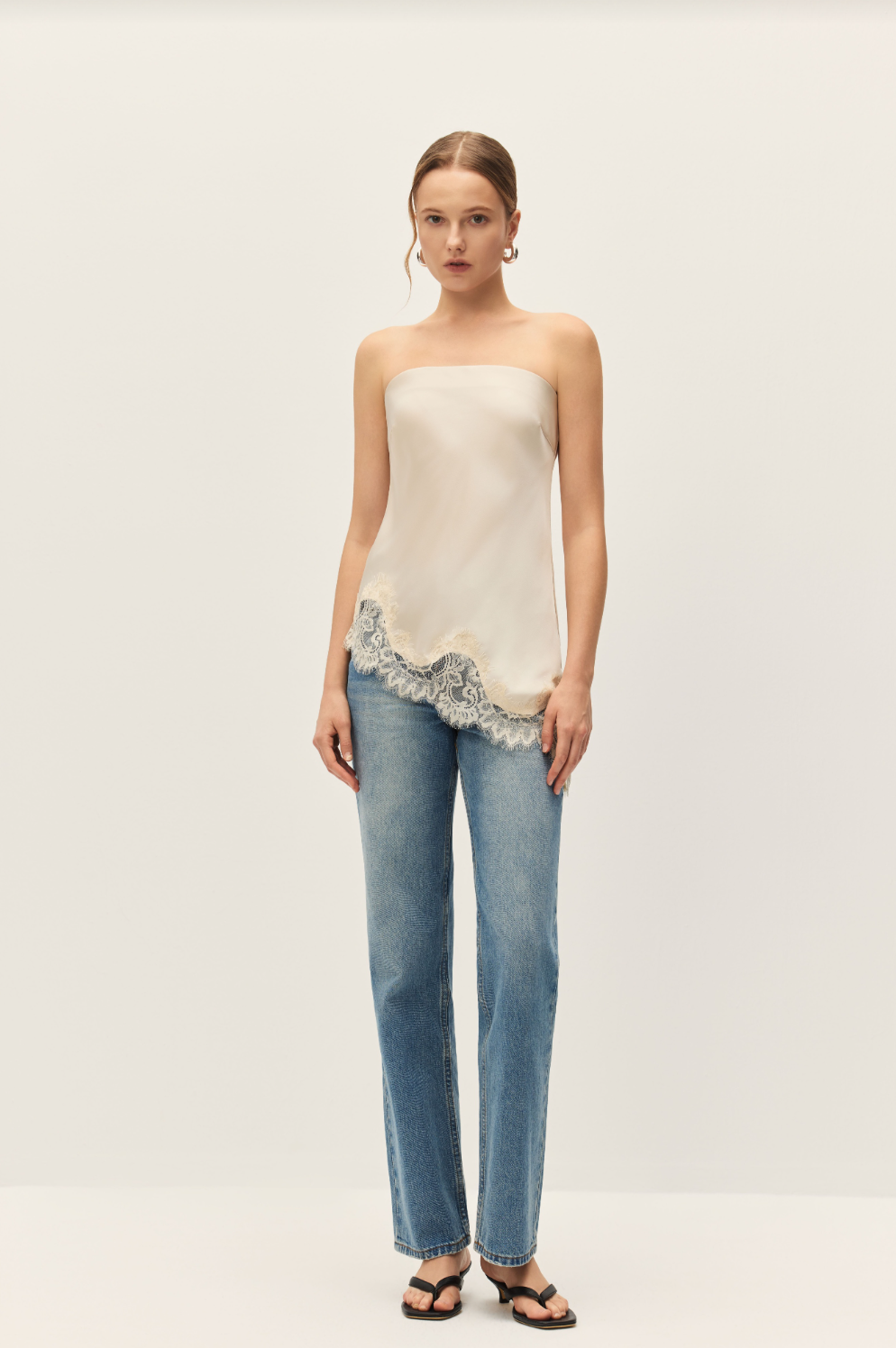 Elodie Lacey Ecru Satin Top
