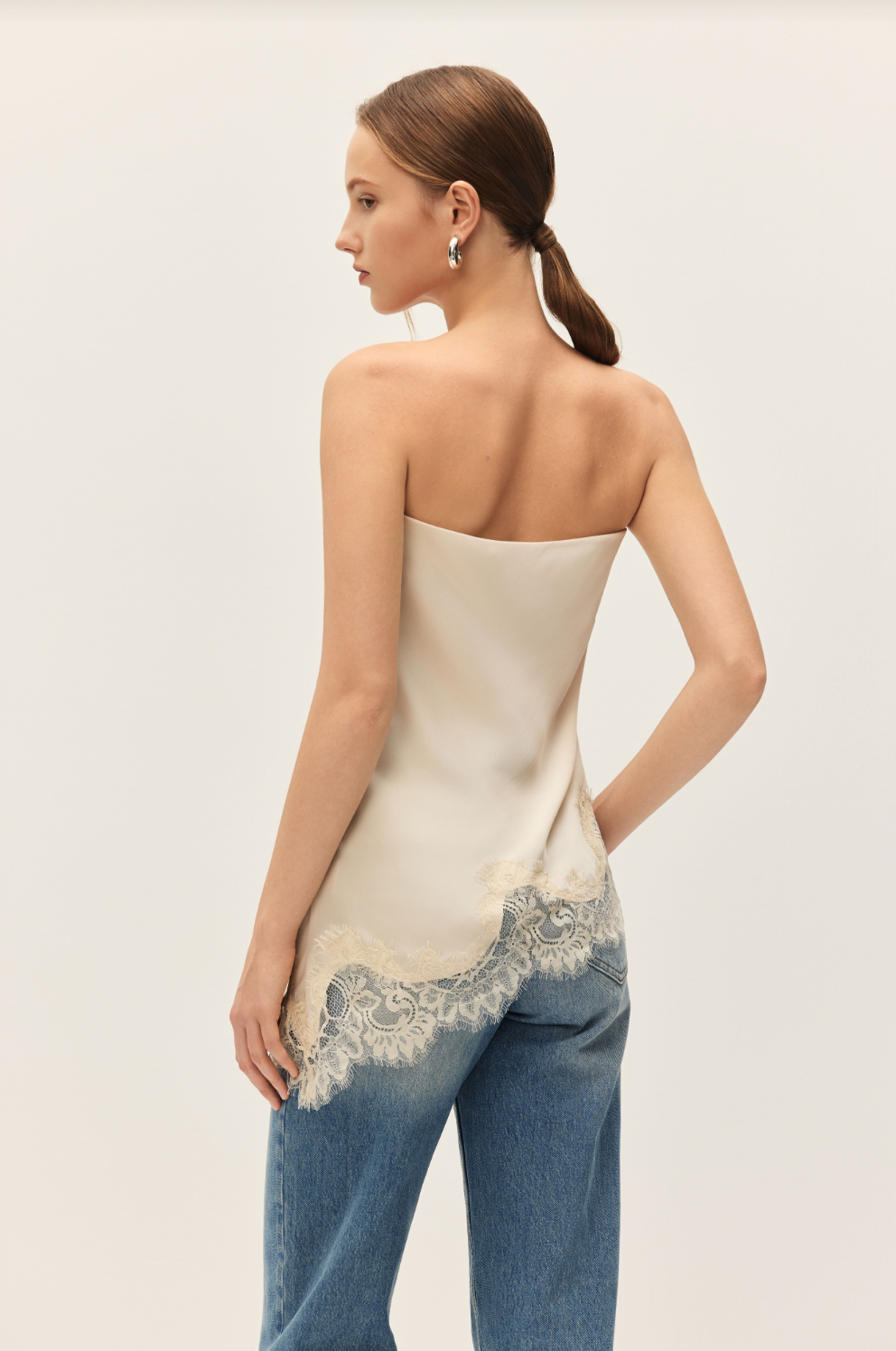 Elodie Lacey Ecru Satin Top