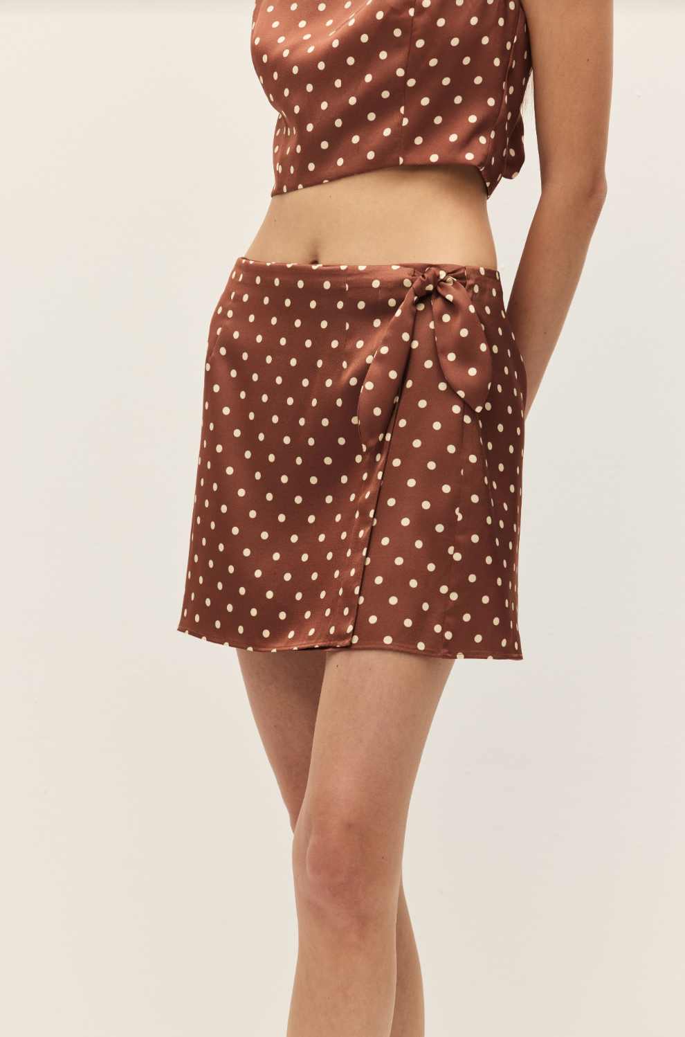 Elodie Beatrix Brown Polka Dot Mini Skirt