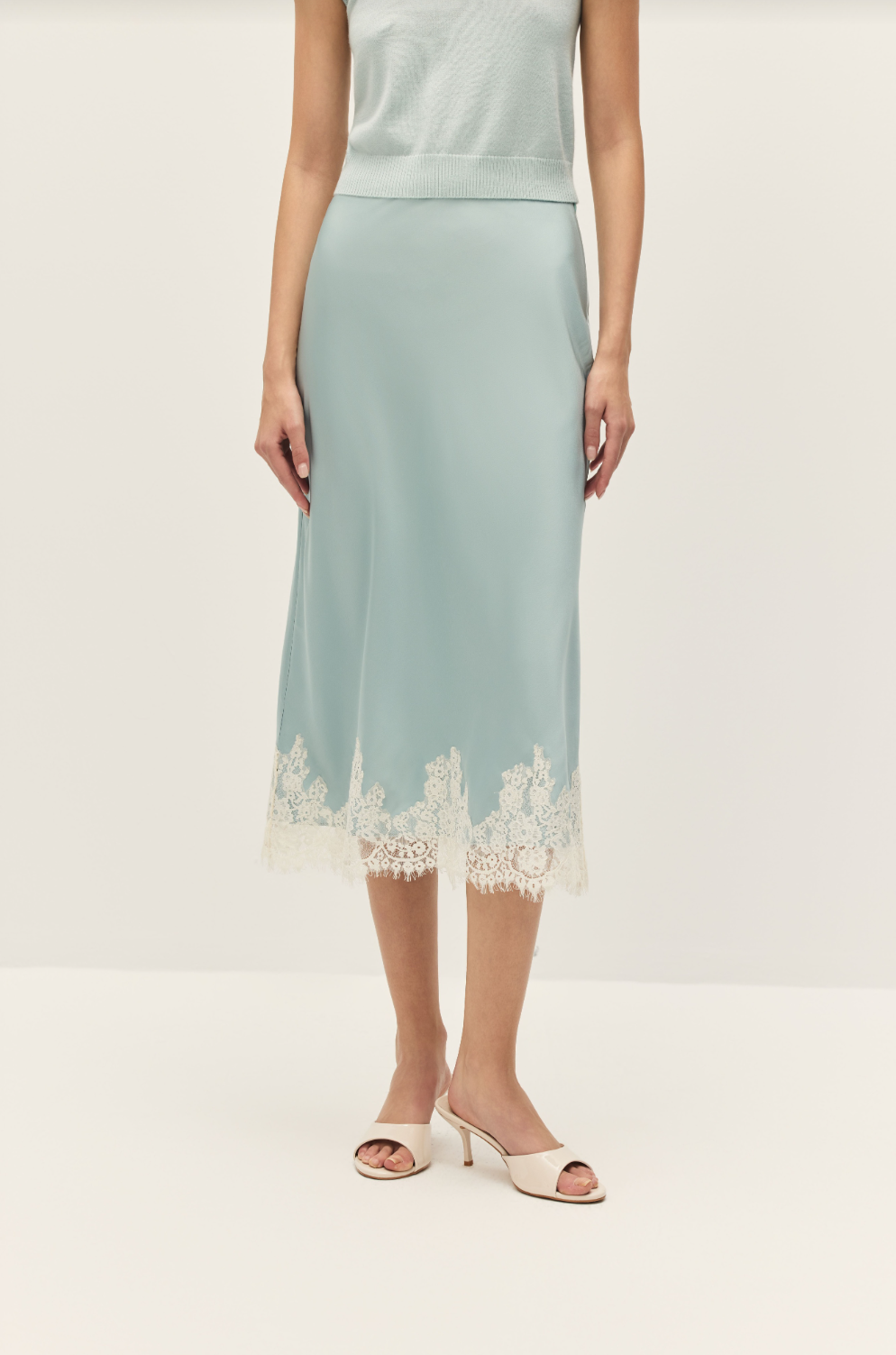 Elodie Enid Blue Lace Midi Skirt