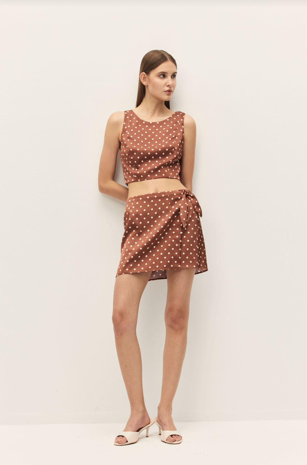 Elodie Beatrix Brown Polka Dot Top