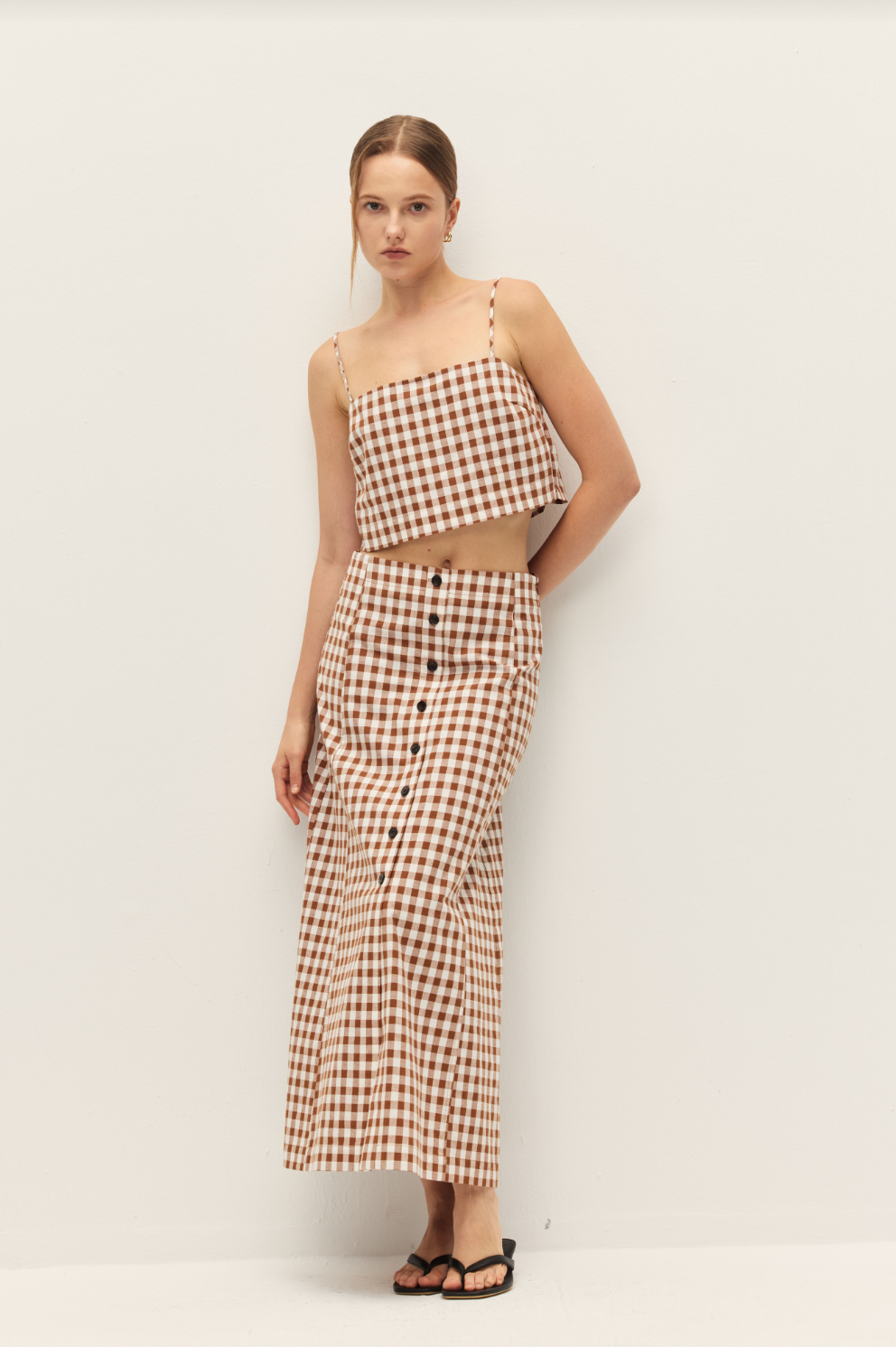 Elodie Bianca Gingham Maxi Skirt