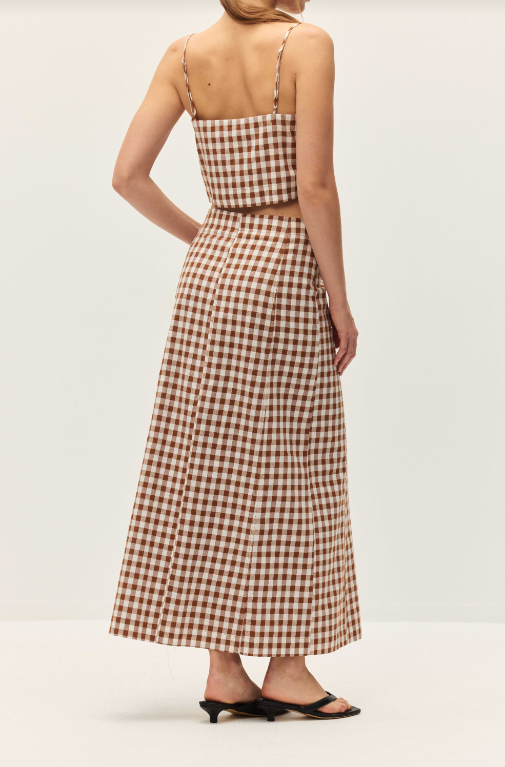 Elodie Bianca Gingham Maxi Skirt