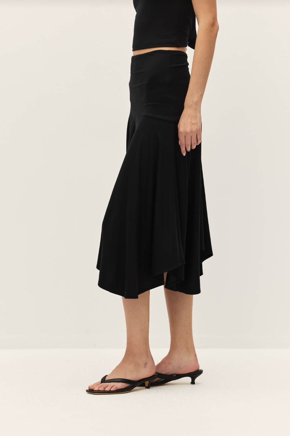 Elodie Irena Black Midi Skirt