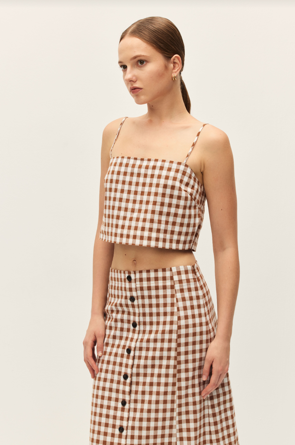 Elodie Bianca Gingham Maxi Skirt
