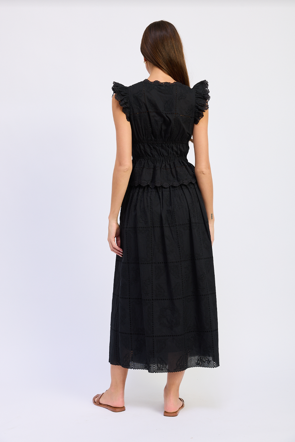 En Saison Astrid Black Eyelet Top