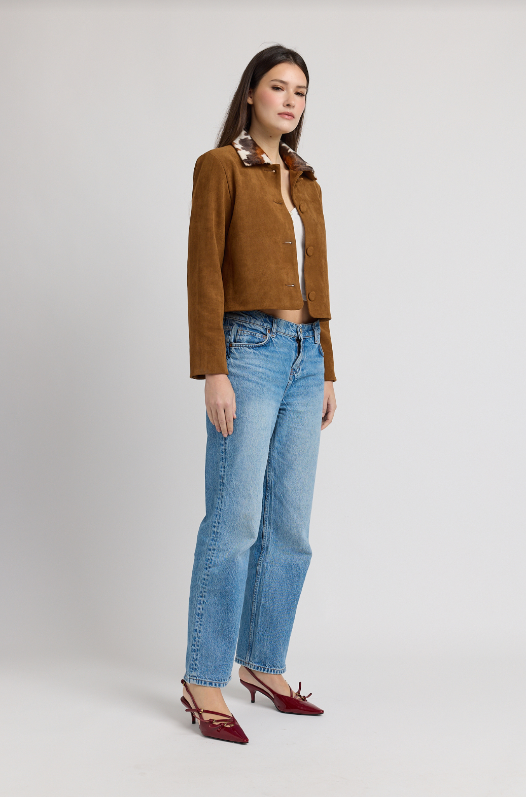 En Saison Yumi Faux Suede Brown Jaacket