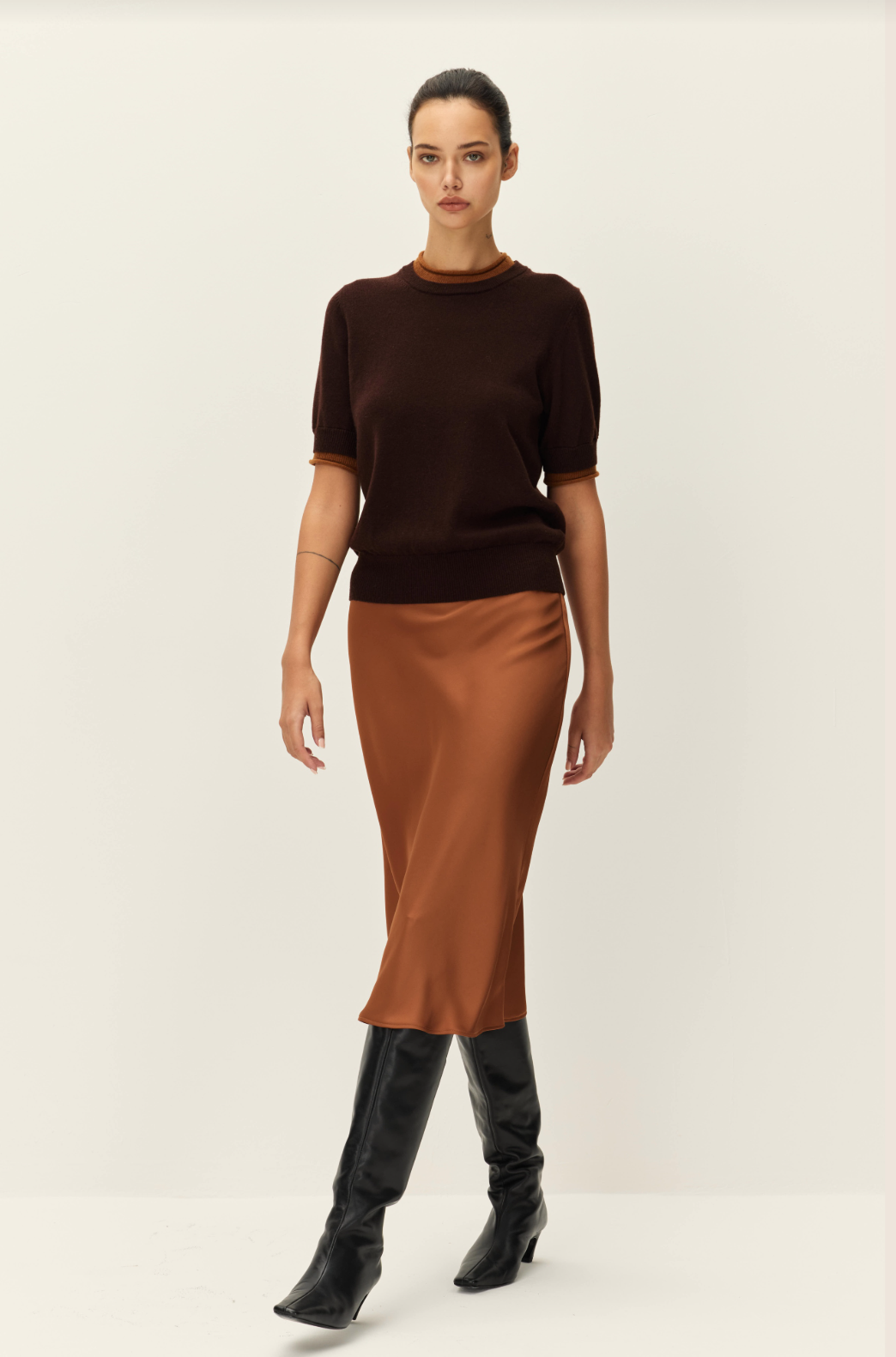 Elodie Arden Bias Skirt Carmelized