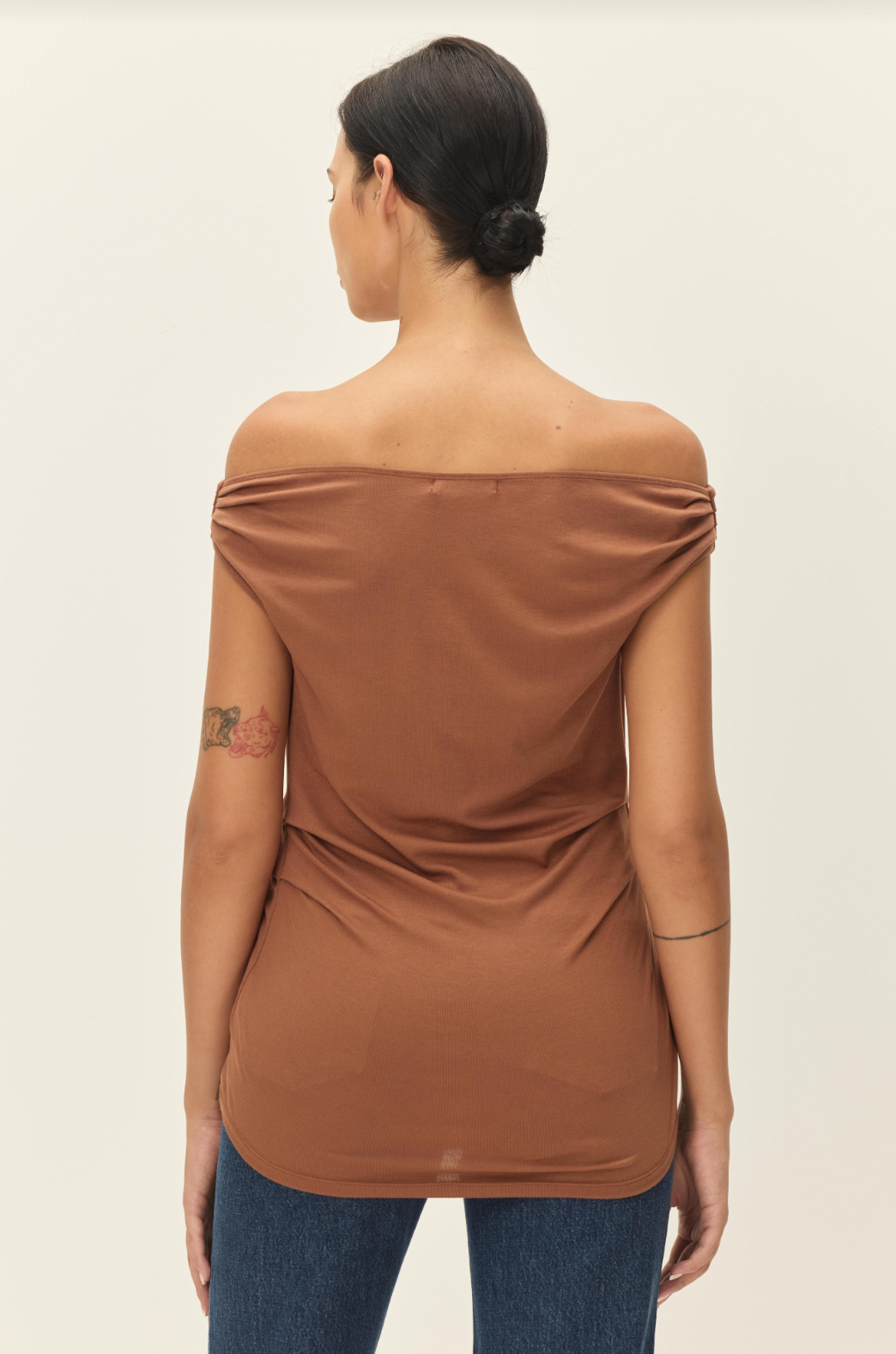 Elodie Isabeau Draped Knit Top Carmelized