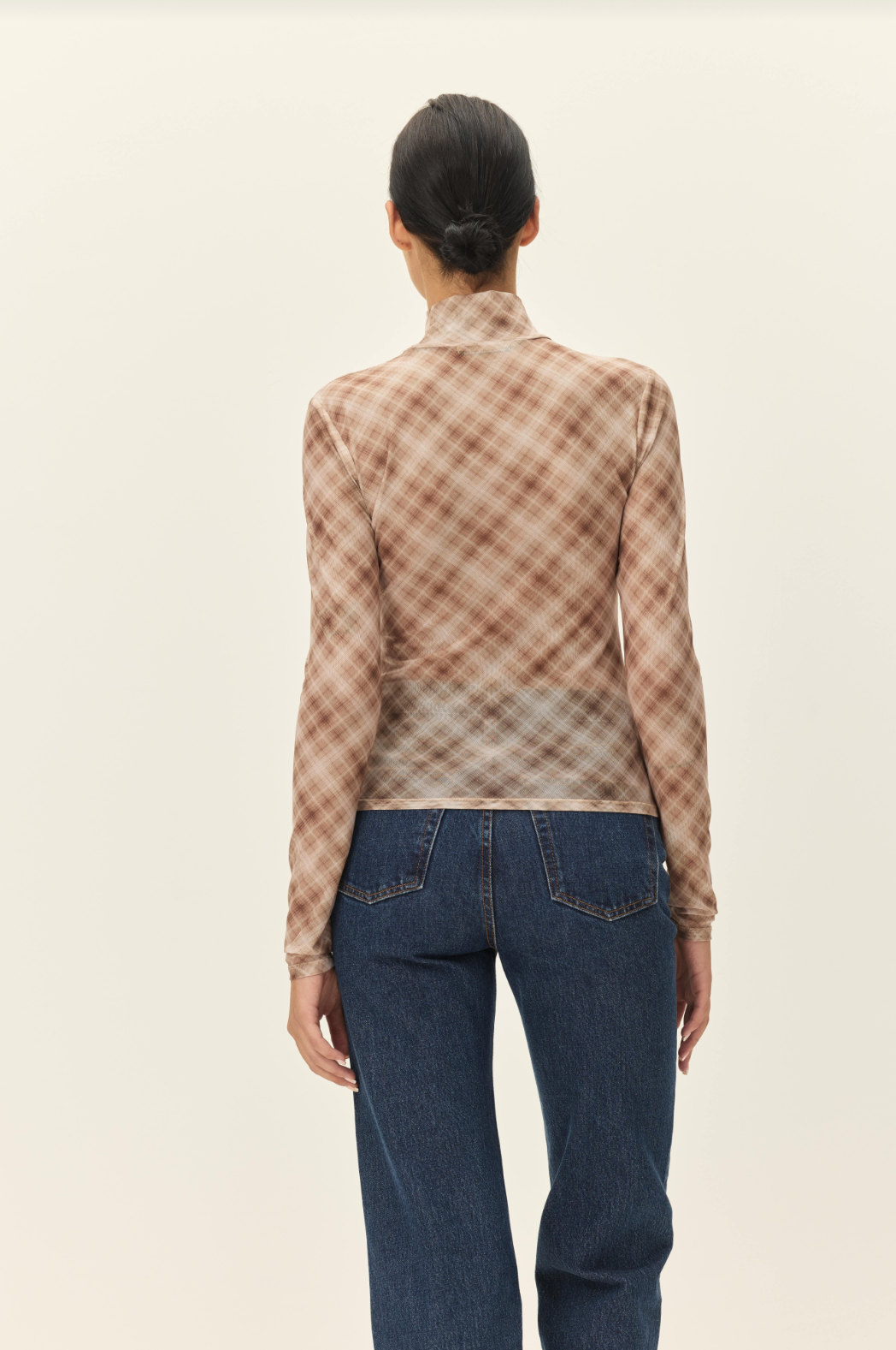 Elodie Bourbon Plaid Mesh Top