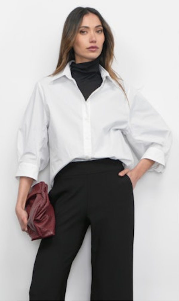 Greylin Thea Oversized Latern Sleeve Blouse White