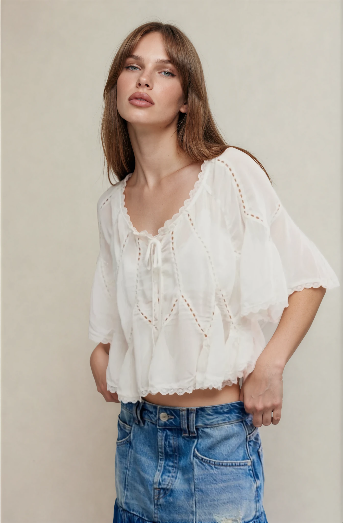 Free People Michelle Blouse Clean Ivory