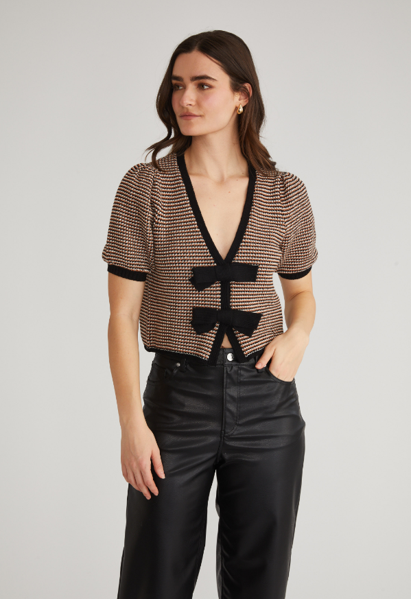 Elaine Bow Cardigan | Sea Salt Multi