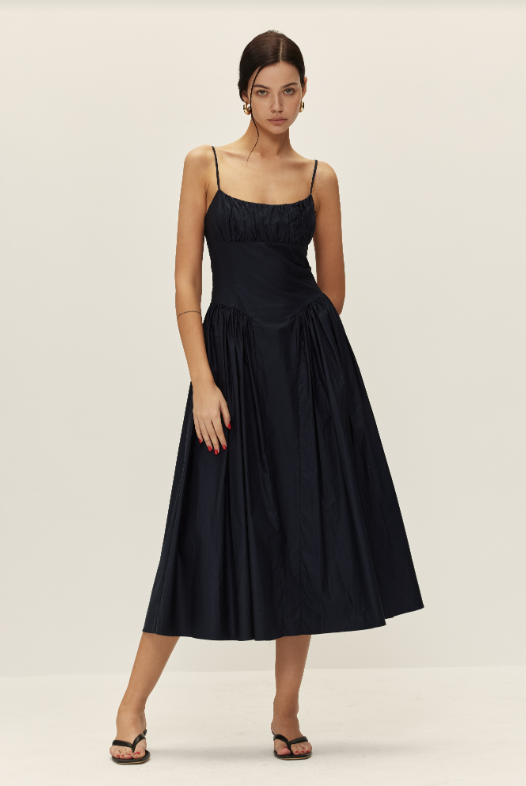 Ariana Navy Poplin Dress