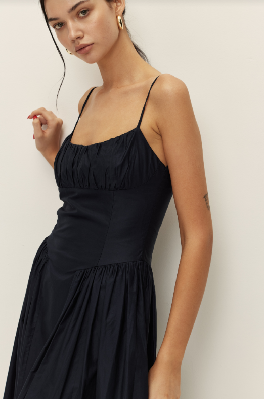 Ariana Navy Poplin Dress