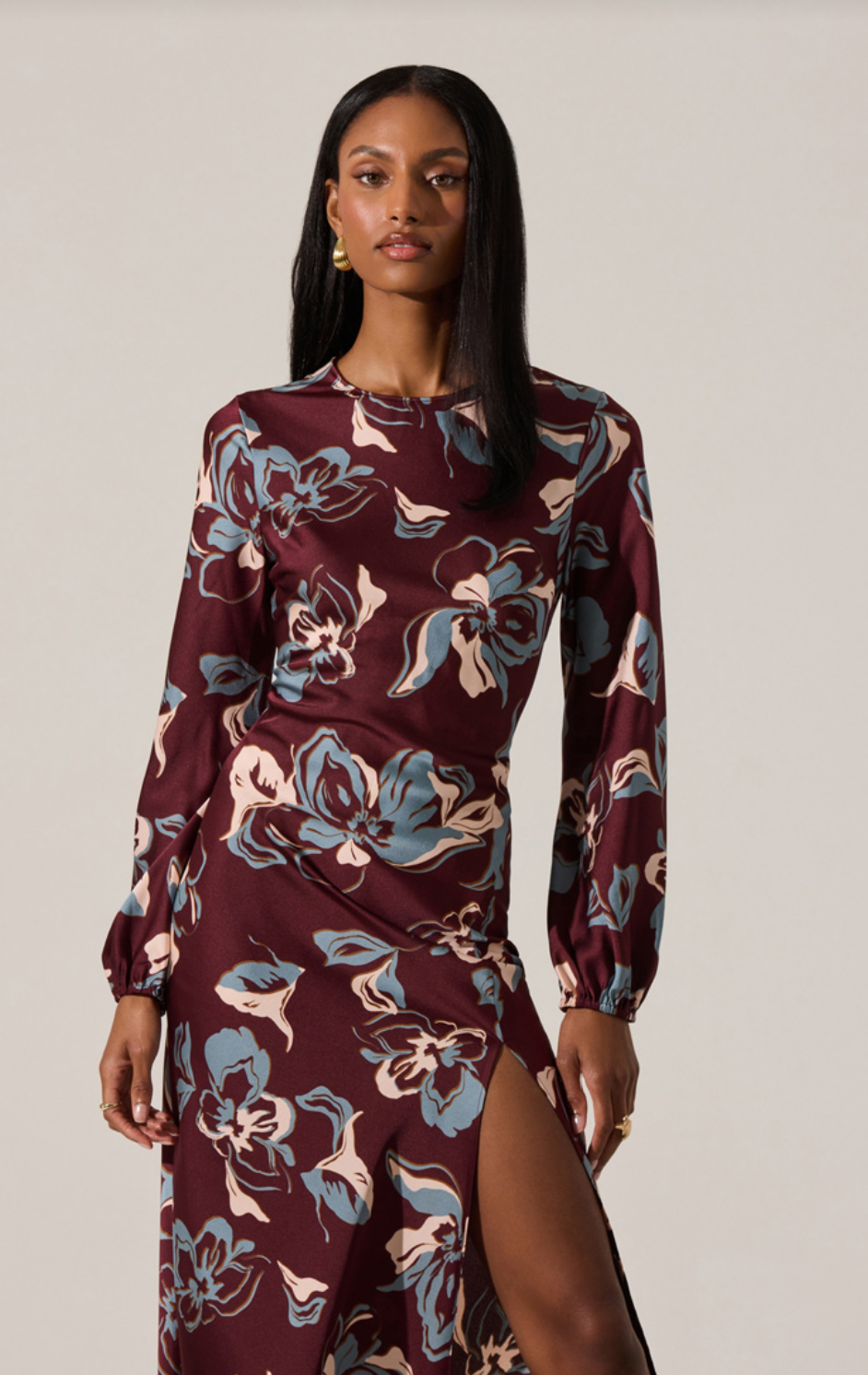 Elyse Dress Wine Floral