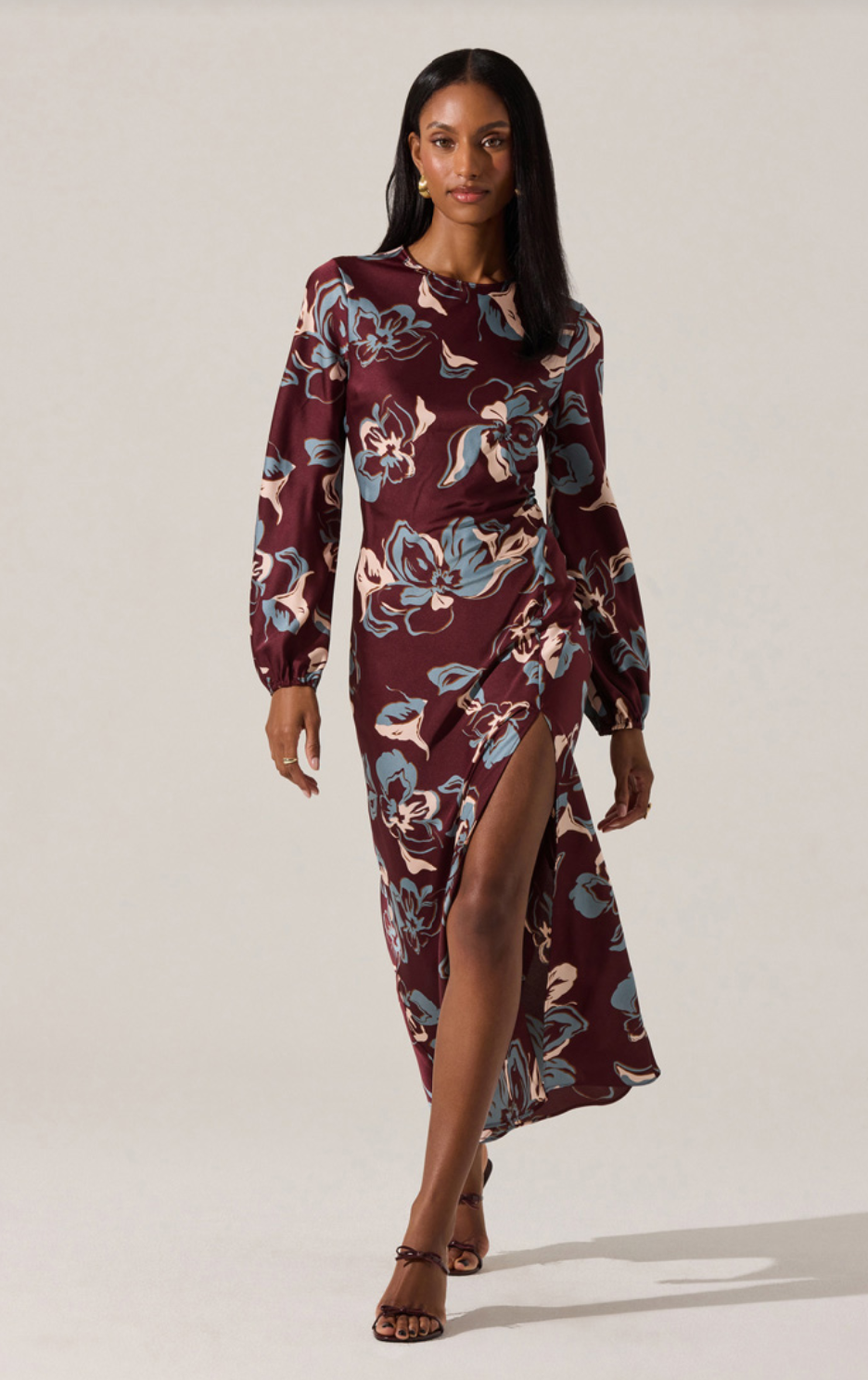 Elyse Dress Wine Floral