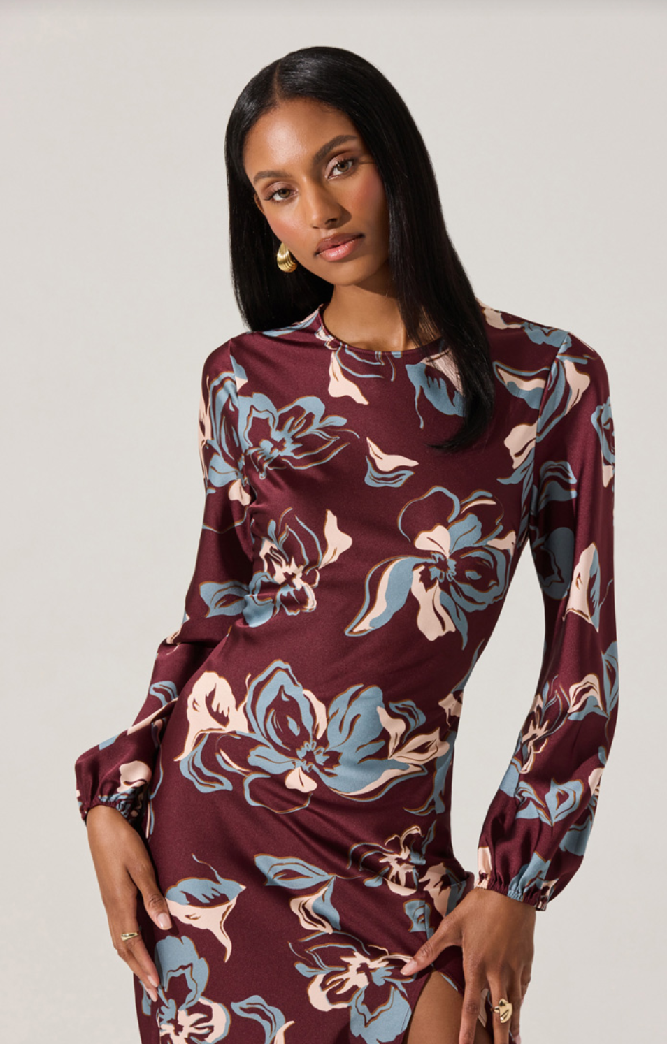 Elyse Dress Wine Floral