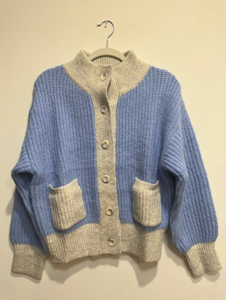 Cecelia Chenile Cardigan Blue