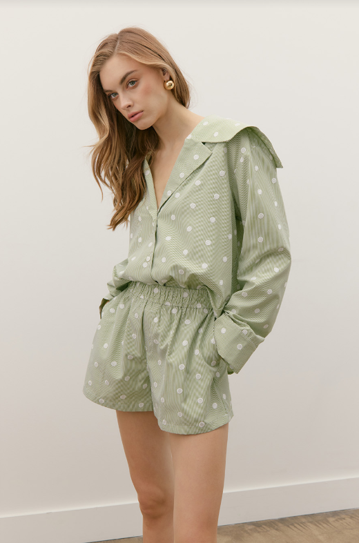 Maude Club | Flynn Striped Polka Dot Top | Green