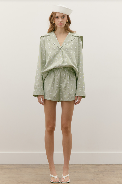 Maude Club | Flynn Striped Polka Dot Top | Green