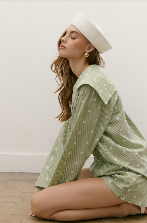 Maude Club | Flynn Striped Polka Dot Top | Green