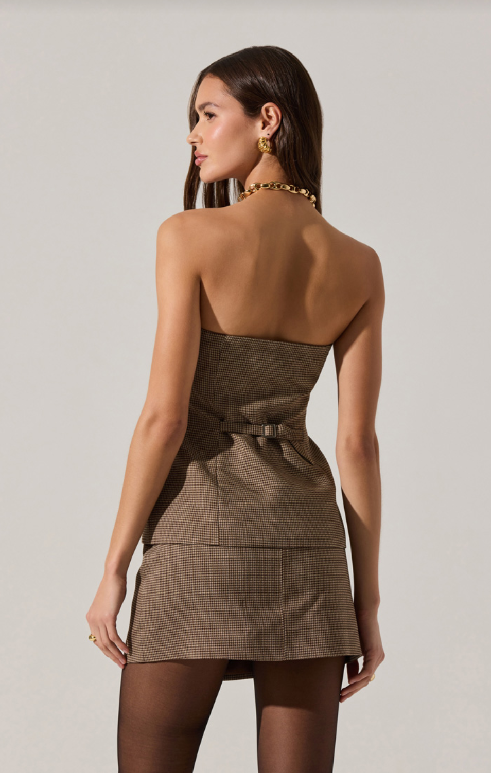 Laudine Mini Skirt Brown Houndstooth