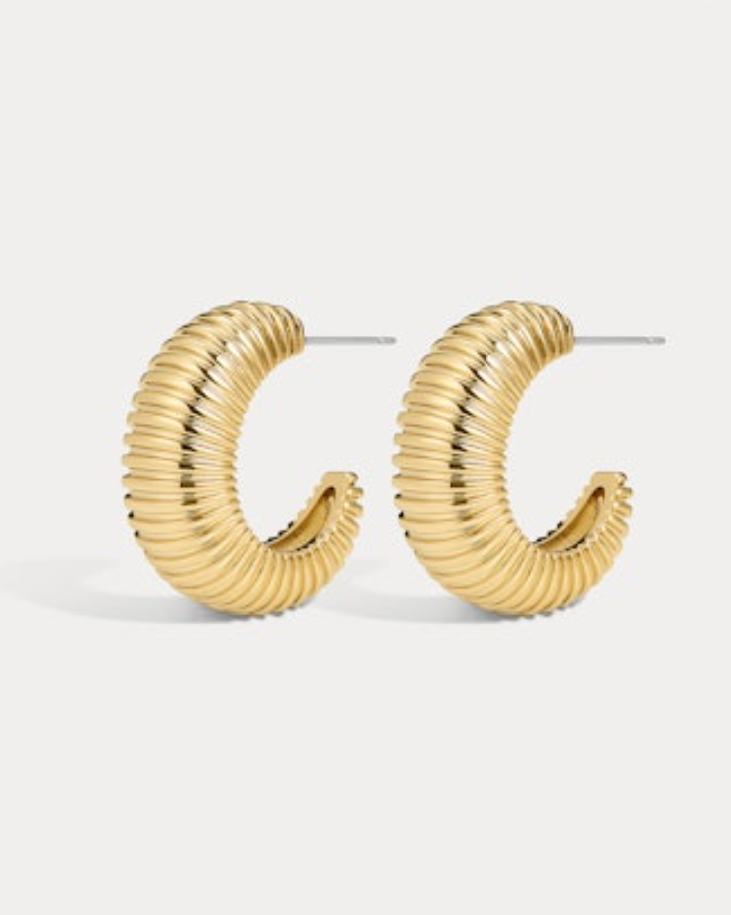 LUV AJ The XL Georgia Ridged Gold Hoop Earrings